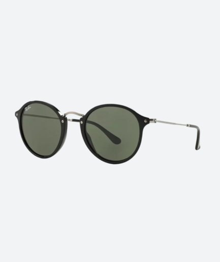 Ray-Ban Rb2447 901 Round Fleck Black Green Frame Sunglasses